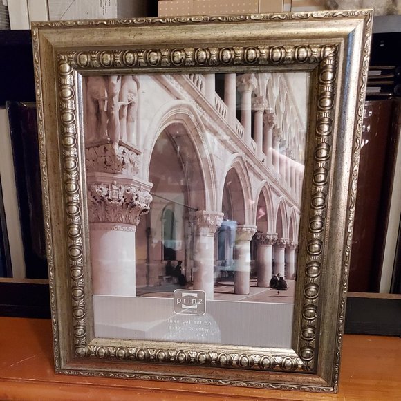 Prinz Roma Antique Silver Carved Wood 8"x10" Photo Frame #2846-818, New in Box - Picture 1 of 3